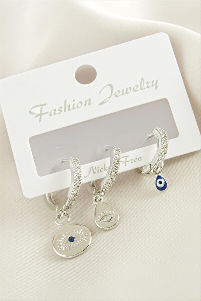 ZERO LAND Nrzsnt 3 Pieces Eye Zircon (235551) Stone Earrings-Yellow