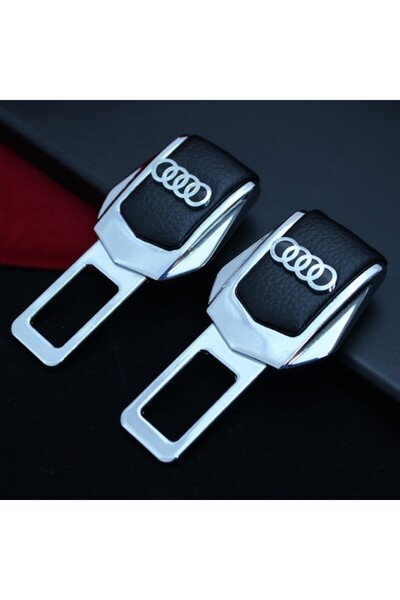 MRG Set of 2x Fake Seat Belt Adapters M1089, Leather Chrome Audi