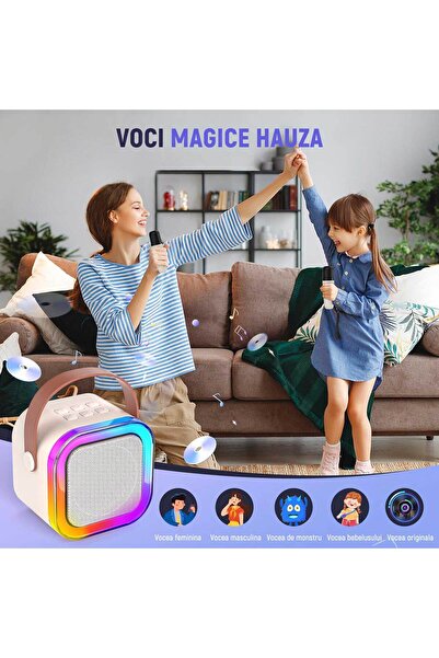 MRG Bluetooth 5.3 Karaoke Speaker Set With 2 Wireless Microphones MK12, White