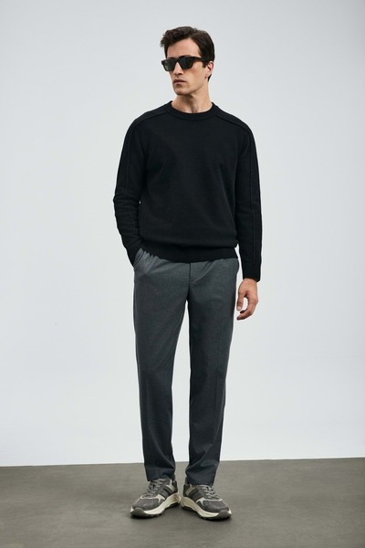 Kocamanlar Ayakkabı Lufian 112090160 Les Kazak Мъжка блуза BLACK