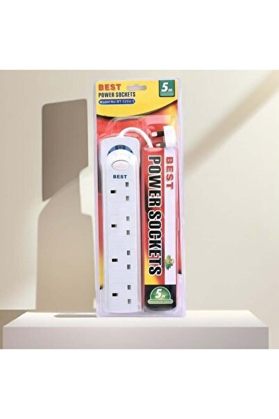 BestBB توصيلة كهرباء 5 متر 3 منافذ