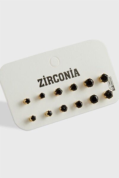 ZERO LAND Nrzsnt 12 Pieces Zircon Single (02618) Stone Earrings-Black