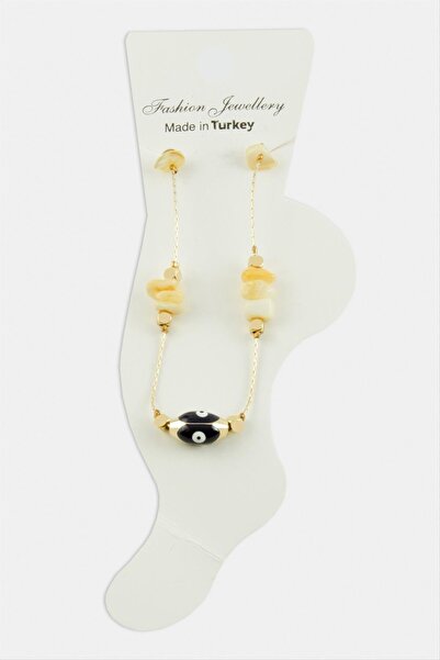 ZERO LAND Nrzsnt Evil Eye Broken (04527) Natural Stone Anklet-Yellow