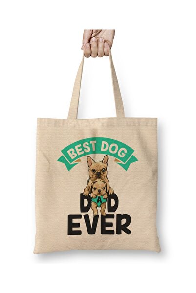 Toyaso Best Dog Dad Ever Dog Dad White Tote Bag Long Handle Shopping Bag Beach Bag