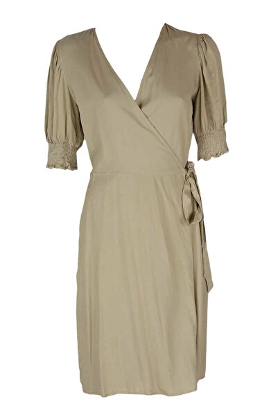 PIECES Evelyn Light Beige Dress - M, Beige, 100% viscose