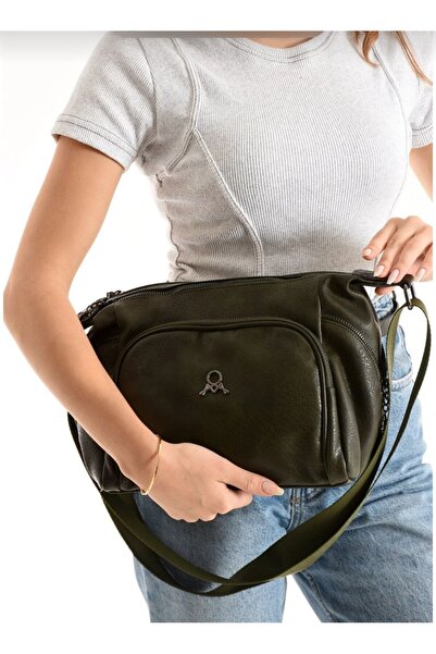 MEGA ÇANTA Mega Polo Club of Colors Ecru Soft Faux Leather Multi-Compartment Shoulder Bag