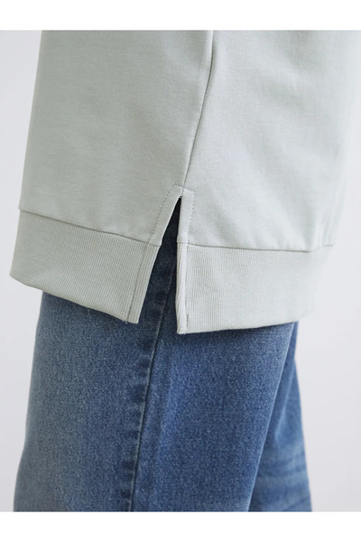 LC Waikiki Lcwaikiki basic grey Printed Oversized women's sweatshirt tunic