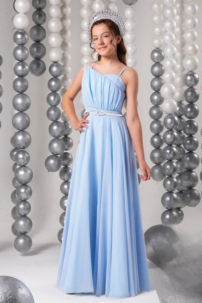 Mojo Bebek Mojo Girl's 10-15 Years Old Chain Belt Detailed Long Evening Dress...