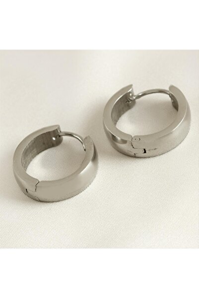 ZERO LAND Nrzsnt Hoop Luxury Steel Earrings 1.5 (04629) Cm-Silver Color