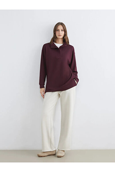 LC Waikiki Lcwaikiki Basic Plum Mock Neck Women's Sweatshirt Tunic