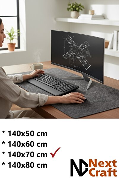 Next Craft Mouse Pad Desk Protector Large Felt Gamer Mat 3mm Anthracite Color