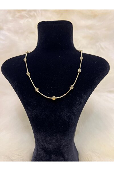 Tasarım Altın Renk İtalyan Zincir Üzerinde Minimal Küp Detaylı Çelik Kolye