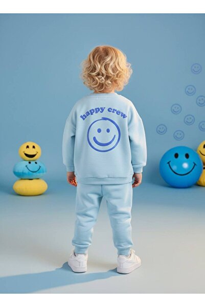 Pinkitokids Happy Crew Printed Sweatshirt and Sweatpants Set
