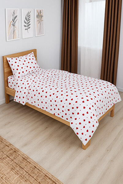 Gön Ev Tekstili Heart Pattern Single Duvet Cover Set