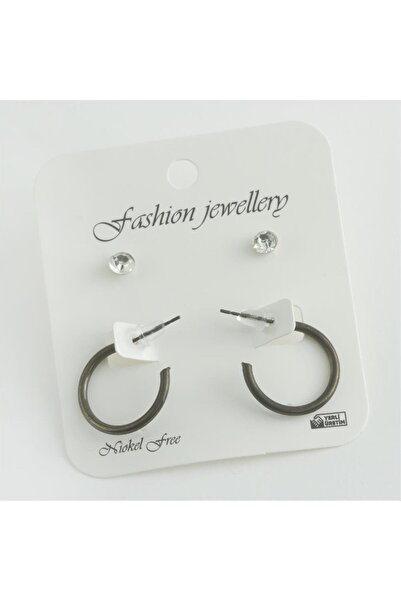 ZERO LAND Nrzsnt 4-Piece Crushed Ring Earrings 2 (04805) Cm-Silver Color