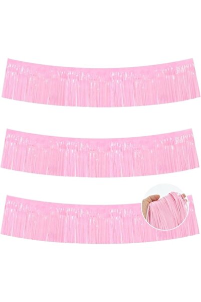 TONIFUL Perdea decorativă, ciucuri metalici, roz macaron, 9 m