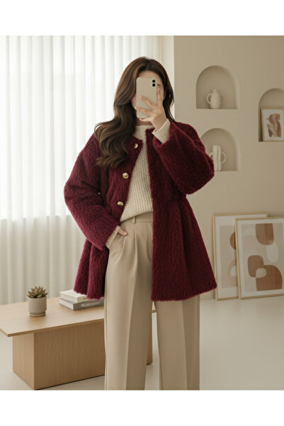 MissRunin Içi Astarlı Beli Büzgülü Kürklü Ceket