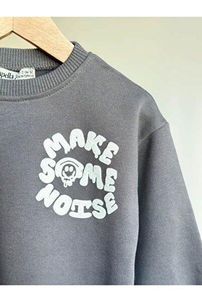 Pinkitokids Make Some Noise Printed Swetshirt and Striped Pants Set