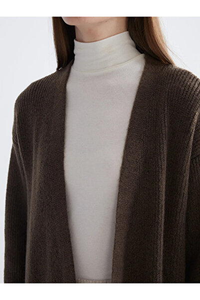 LC Waikiki Lcwaikiki classic brown shawl collar women's knit cardigan