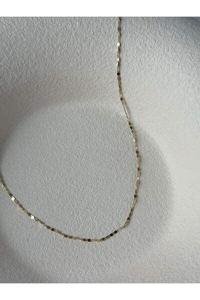 Studio Mossy ÖZEL SERİ KUYUMCU MODEL 14K MİKRON KAPLAMA İNCE ZİNCİR KOLYE