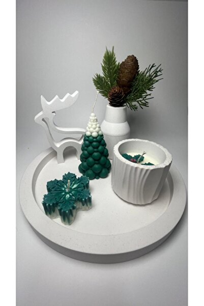 Sienna Candle Kış temalı dekoratif mum ve beton seti