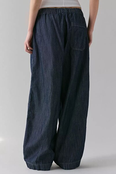 september island Dark Navy Balloon Oversized Long Version Trousers with Adjustable Waist