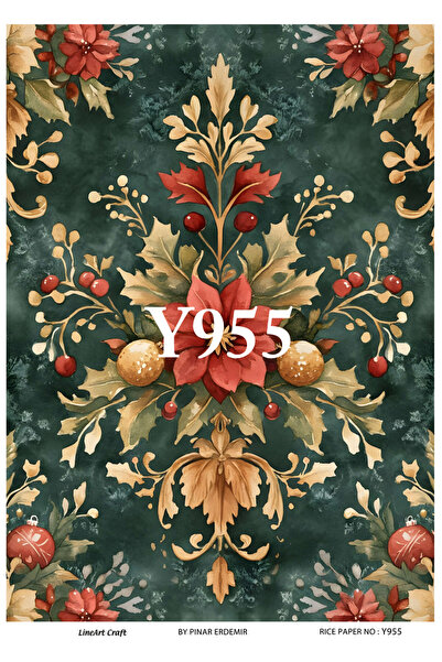 LİNEART New Year Pattern Rice Decopage Paper No:Y955- 29X42Cm