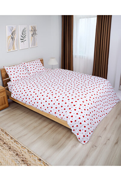 Gön Ev Tekstili Heart Patterned Double Duvet Cover Set