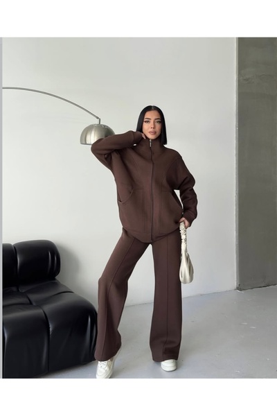 Tarzımızbir 3-Thread Fleece-Lined Cotton Long Piece Tracksuit Is a Hijab