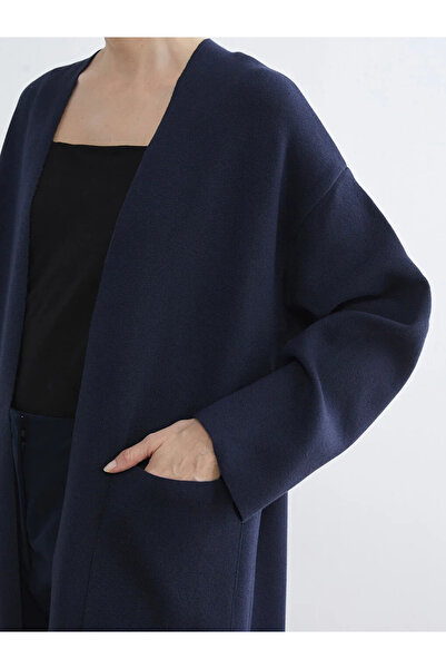 LC Waikiki Lcwaikiki Classic Navy Blue Shawl Collar Oversized Women's Knitwear Cardigan