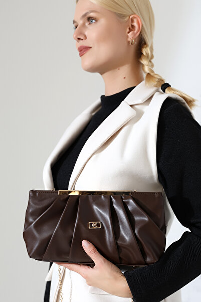 Encool Дамска кафява чанта с верижка за вечерни тоалети – чанта през рамо за елегантни вечери и събития