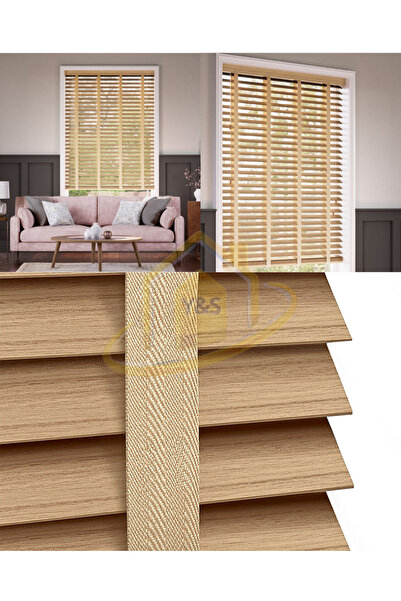 YS PERDE TASARIM Wooden Blinds %100 Doğal Ahşap Jaluzi Perde 50mm,Alüminyum K...