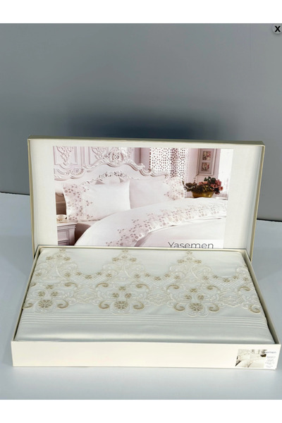 Marpiella Lilya Home Yasemen Double Duvet Cover Set Bridal Set with Lace