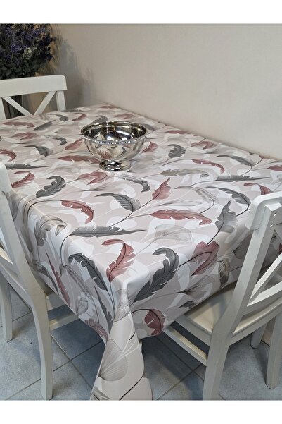 Başak Ev Tekstili Soft Textured Thick Pvc Tablecloth – Feather Pattern, Easy to Clean, Non-Slip & Wipeable