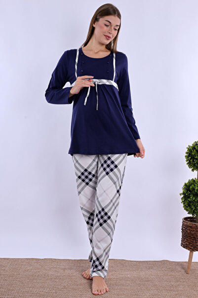 ByLohusa Effortt Navy Blue 100% Cotton Maternity Pajama Set