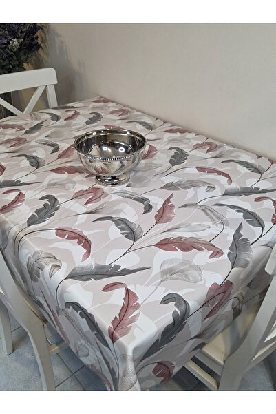 Başak Ev Tekstili Soft Textured Thick Pvc Tablecloth – Feather Pattern, Easy to Clean, Non-Slip & Wipeable