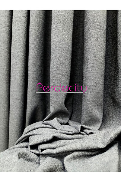 PERDECITY Bohemian Style Linen Look Gizia Anthracite Background Curtain Straight Sewing (No Pleats) Single Panel