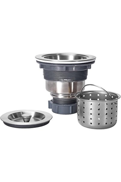 AKKON Premium Paslanmaz Çelik Derin Sepetli Sifon Mutfak Süzgeç Seti | Çift K...