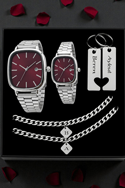 nw northwatch Kişiye Özel Çift Saat Bileklik ve Anahtarlık Hediye Seti – Sevgiliye Hediye Kutulu