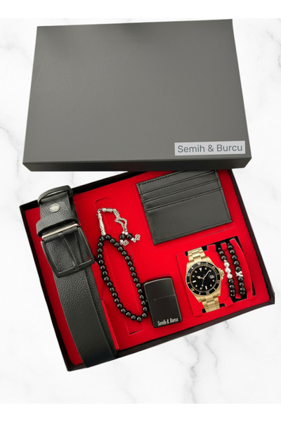 nw northwatch Kişiye Özel Erkek Hediye Kutusu – Saat Cüzdan Kemer Tespih Çakm...