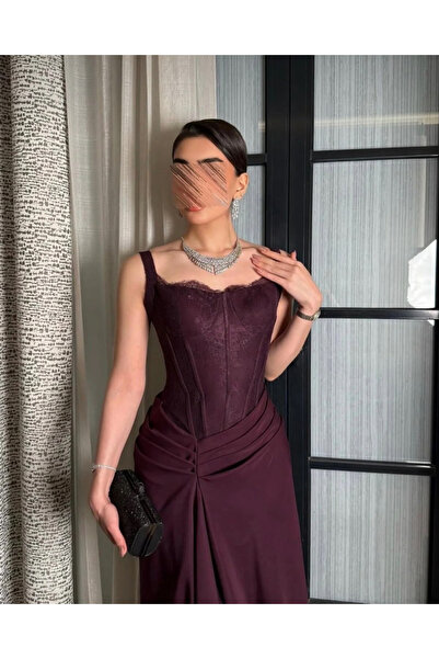 Loren Burgundy corset dress