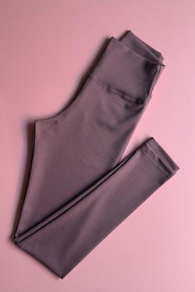 VicTroy Form Class 3 |   Women's High Waist Black, Dusty Rose and Cream Color Long, Shaping / Sculpting Ribbed Knit Leggings