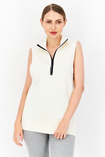 adidas Women Sportswear Fit Half Zip Outdoor Sweater Vest, Cream