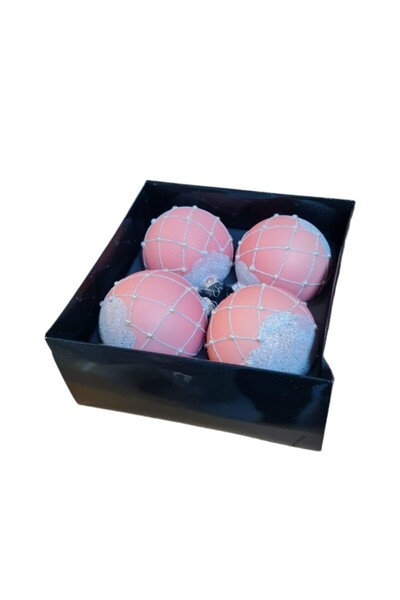 Iliadis Alexandros Set 4 globuri din sticla Pink 10 cm