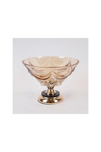 Romantic Home Fructiera din sticla Golden 29 cm x 13 cm