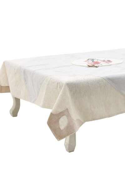 inart Fata de masa creme Flowers 120 x 120cm