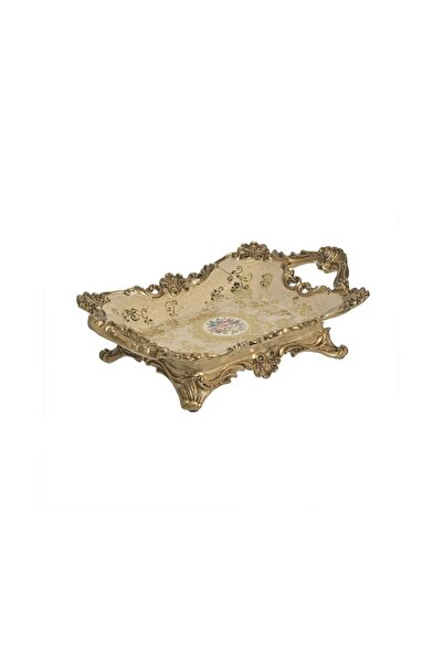 inart Tava din rasina Beige Golden 41 cm x 25 cm x 12 cm