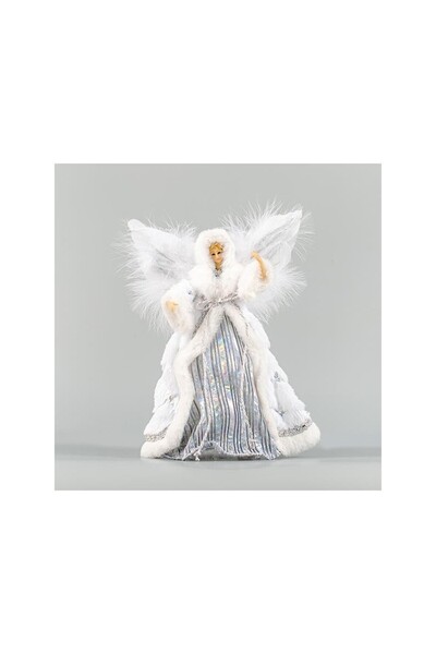 Romantic Home Figurină de brad Zână Albă Argintie 28 cm