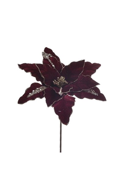 inart Set 2 Xmas Flowers Burgundy Gold 66 cm