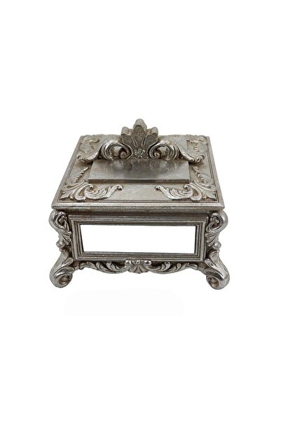 Romantic Home Antique Silver Resin Jewelry Box with Mirror